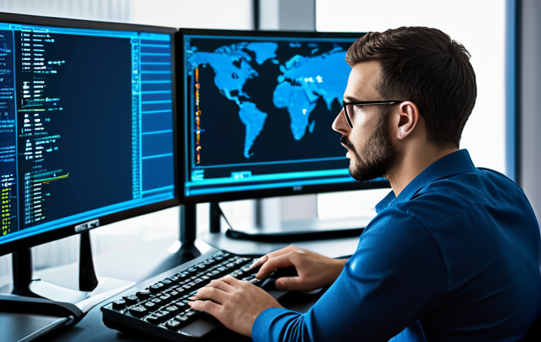 **Network Security Expert:** A focused cybersecurity professional analyzing network traffic with Wireshark, in a modern security operations center.